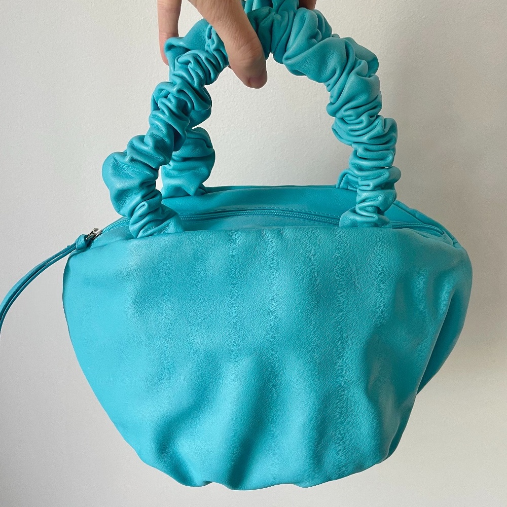 Maryam Nassir Zadeh Margarita leather bag scrunchie handle cerulean blue MNZ